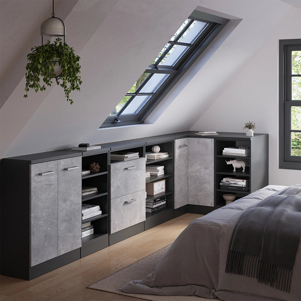 Armadio per tetto spiovente Rion Antracite/Antracite 60 x 83.8 cm con 4 scomparti, carcassa 60 cm profondità Vicco