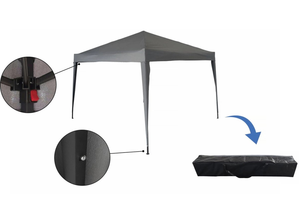Pergolato pieghevole da giardino "Svetlana 3" - 9 m² - 3 x 3 m - Grigio