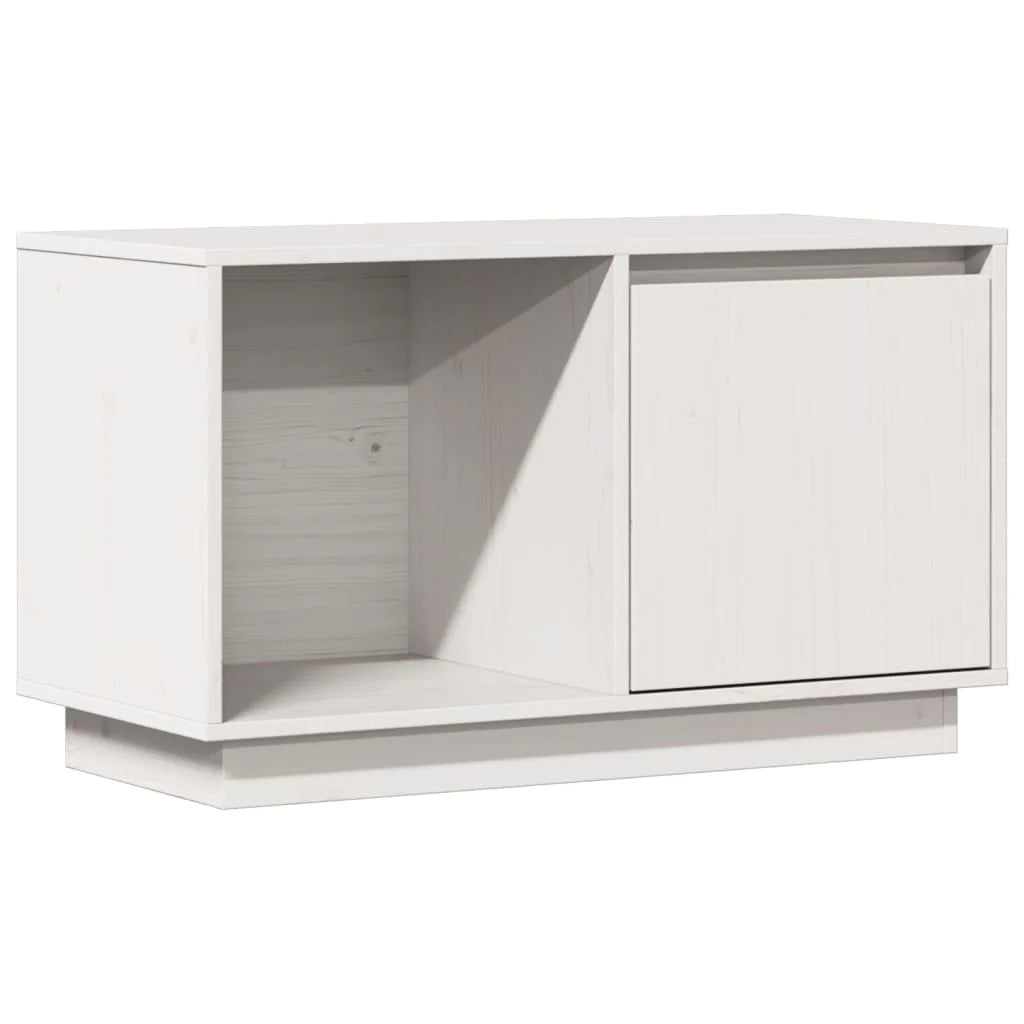 Mobile TV multimediale scaffale TV credenza mobile TV sala da pranzo soggiorno camera da letto 74 x 35 x 44 cm legno di pino massiccio bianco 02_0026207