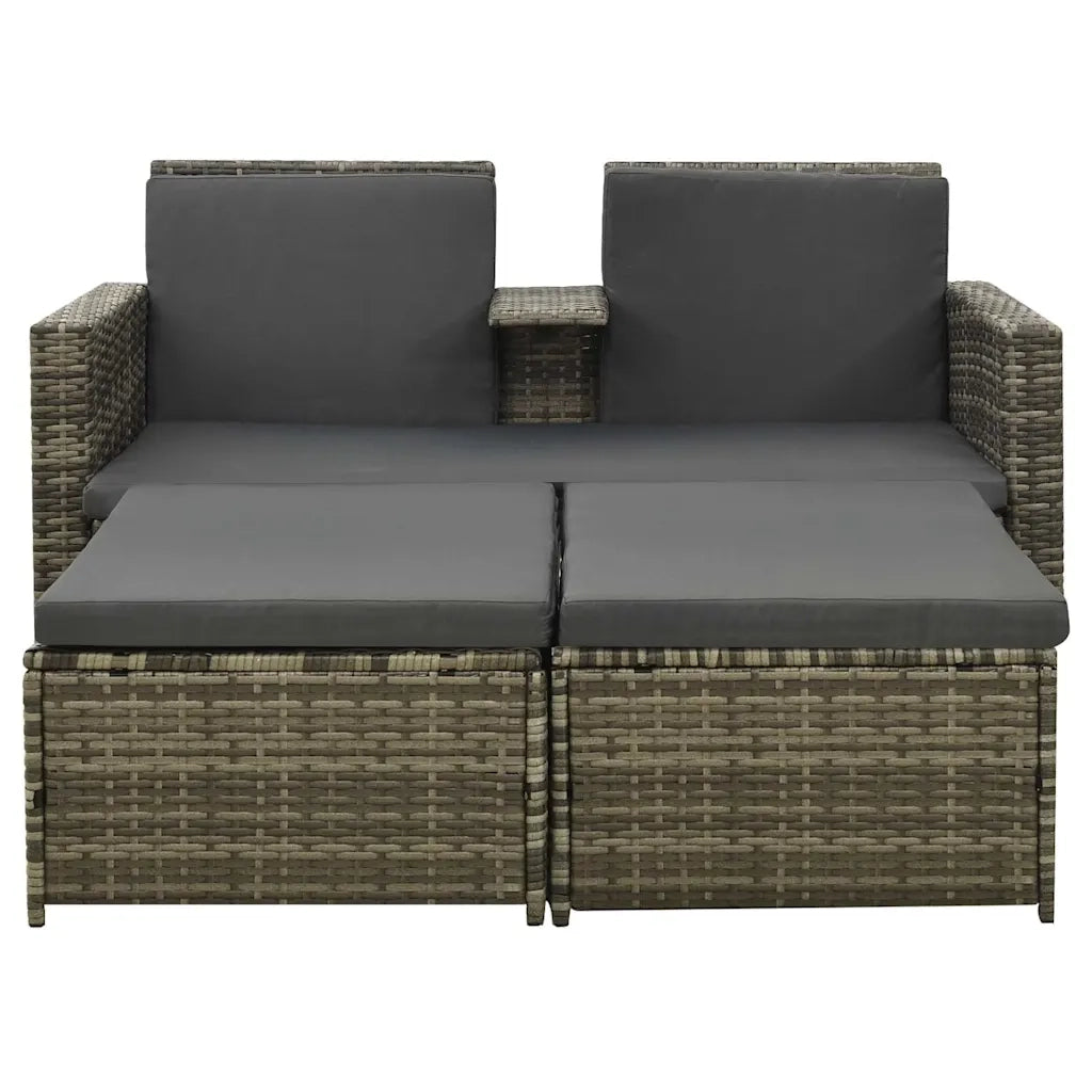 Set Divani da Giardino 3 pz | Set Salotto da Giardino con Cuscini in Polyrattan Grigio