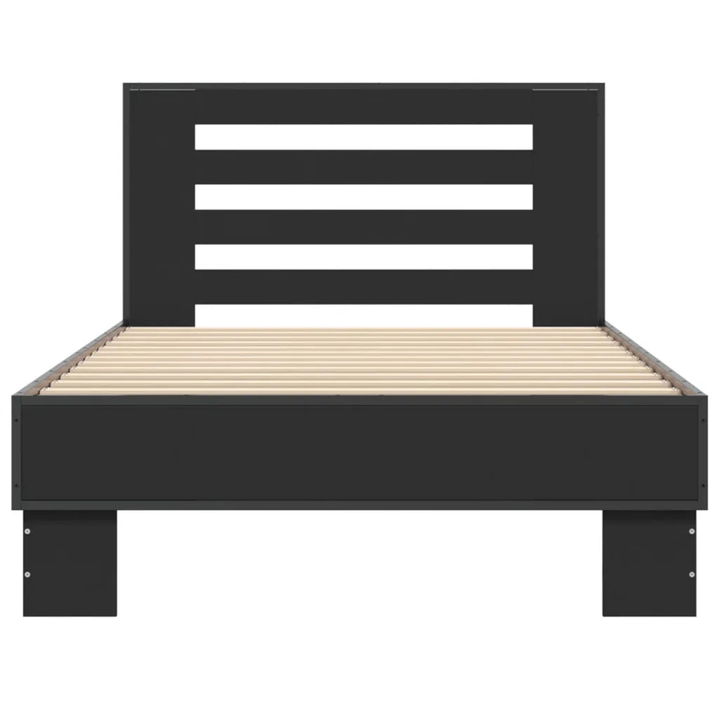 Giroletto Nero 75x190 cm in Legno Multistrato e Metallo 845657