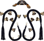 Sistema di allarme per cani - 2 pezzi - Incluso 6 campane - 75~78 cm - Per la formazione della pulizia - Manuale - Facile da utilizzare per la formazione dei cani - Regolabile - Allarme da appendere - Adatto per cani piccoli, medi e grandi - Nero
