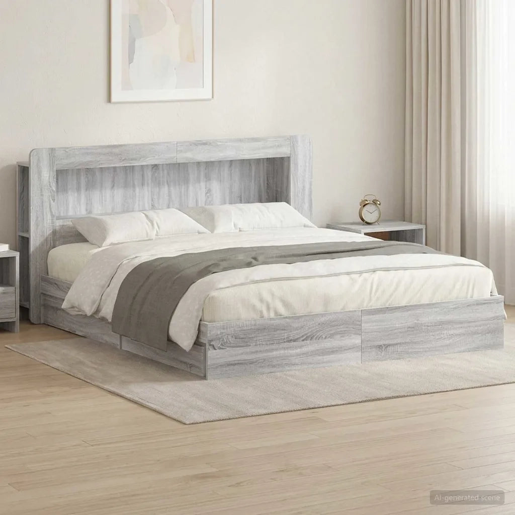 Telaio del letto con storage Sonoma grigio 180 x 200 cm