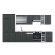 Cucina componibile Fame-Line Antracite rustico/Bianco 355 cm, PL Marmo Vicco