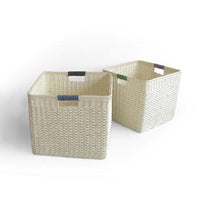 Set 2 Cestini in rattan naturale con manici quadro
