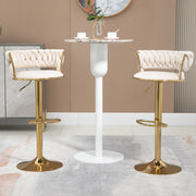 Sgabello da bar girevole 360° con altezza regolabile 54x46x78;5-97 cm; velluto avorio