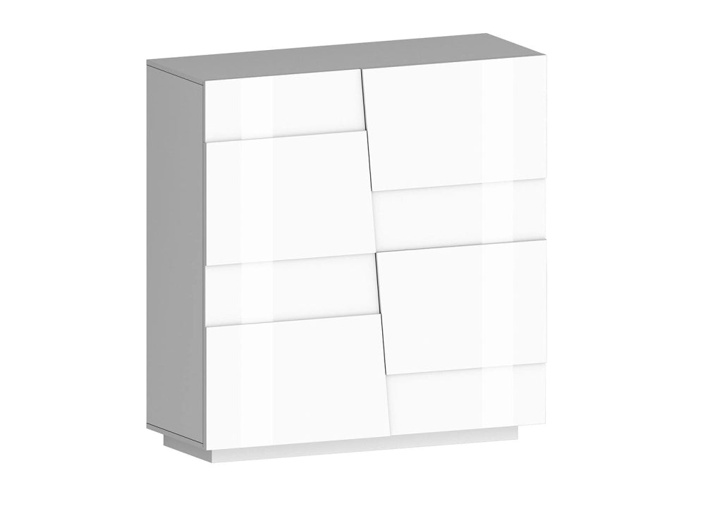 Credenza 2 Ante 120x44x126 cm Pongo 2A Bianco Lucido