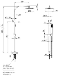 Colonna doccia completa stile quadrato in ottone