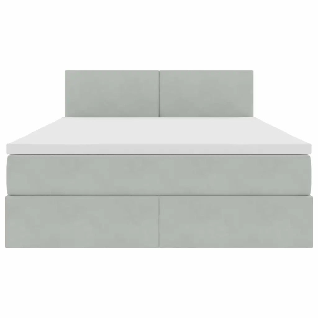 Letto con contenitore e LED Grigio chiaro 140 x 200 cm Velluto 3371337