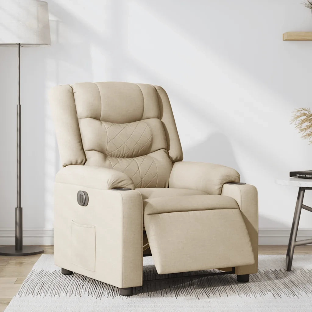 Poltrona Elettrica Reclinabile Crema in Tessuto 3310252