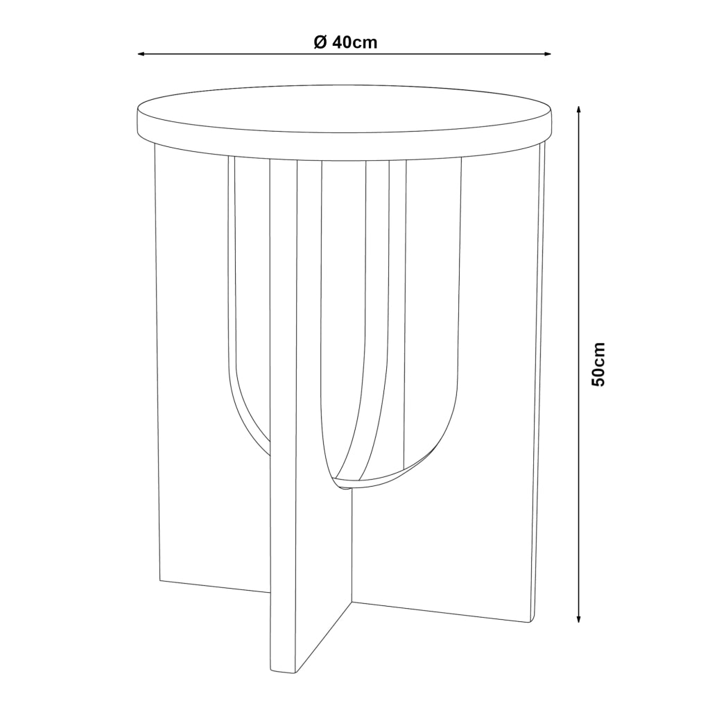 Tavolino da Caffè Kysdajore Piano Rotondo 50x40 cm Bianco [en.casa]
