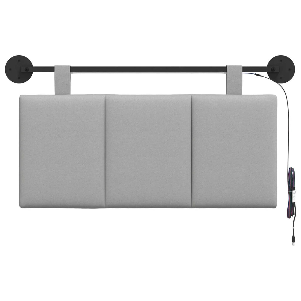 Testiera sospesa Con luce LED Grigio Nuvola Tessuto 3424736