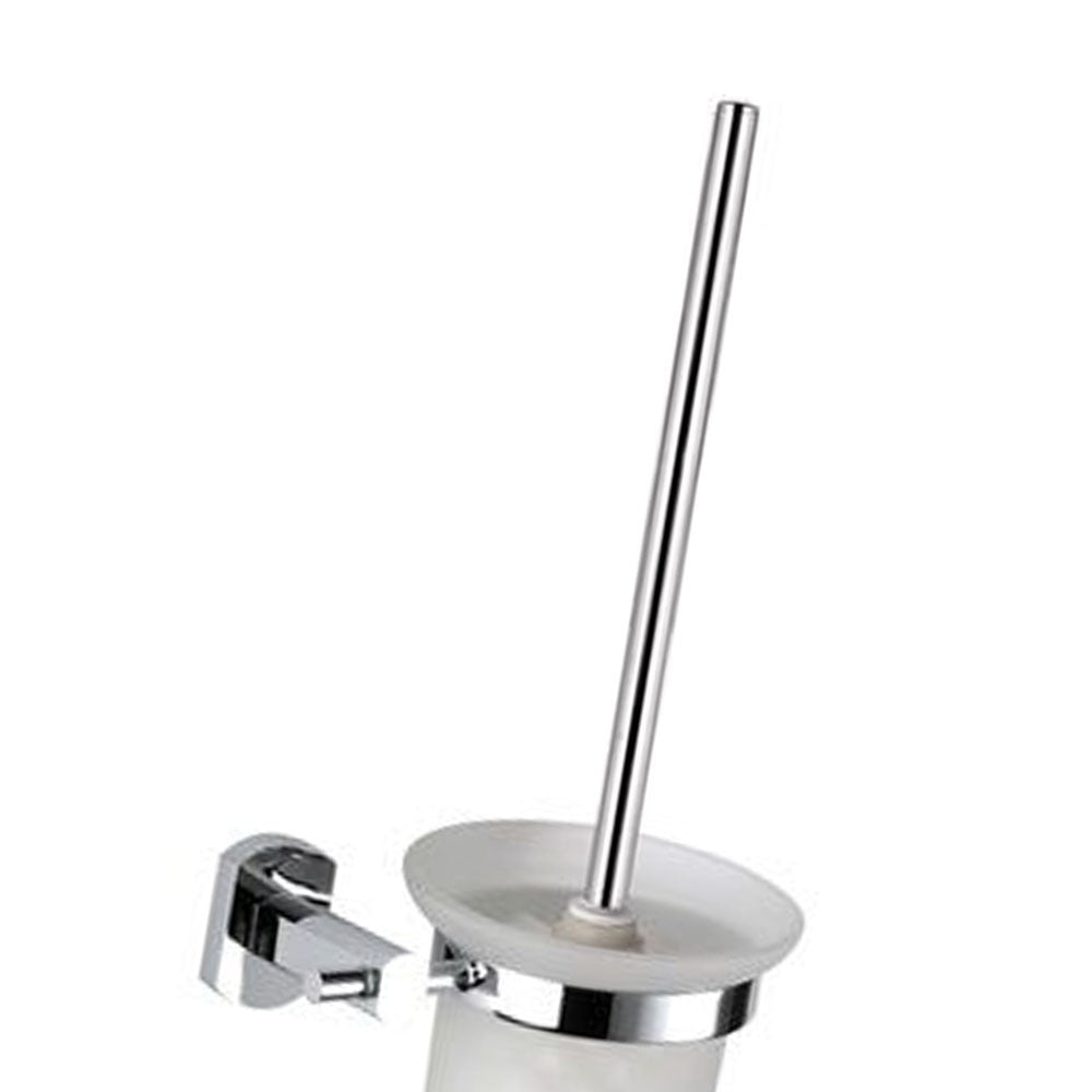 Portascopino da muro in vetro bianco sabbiato - serie forma