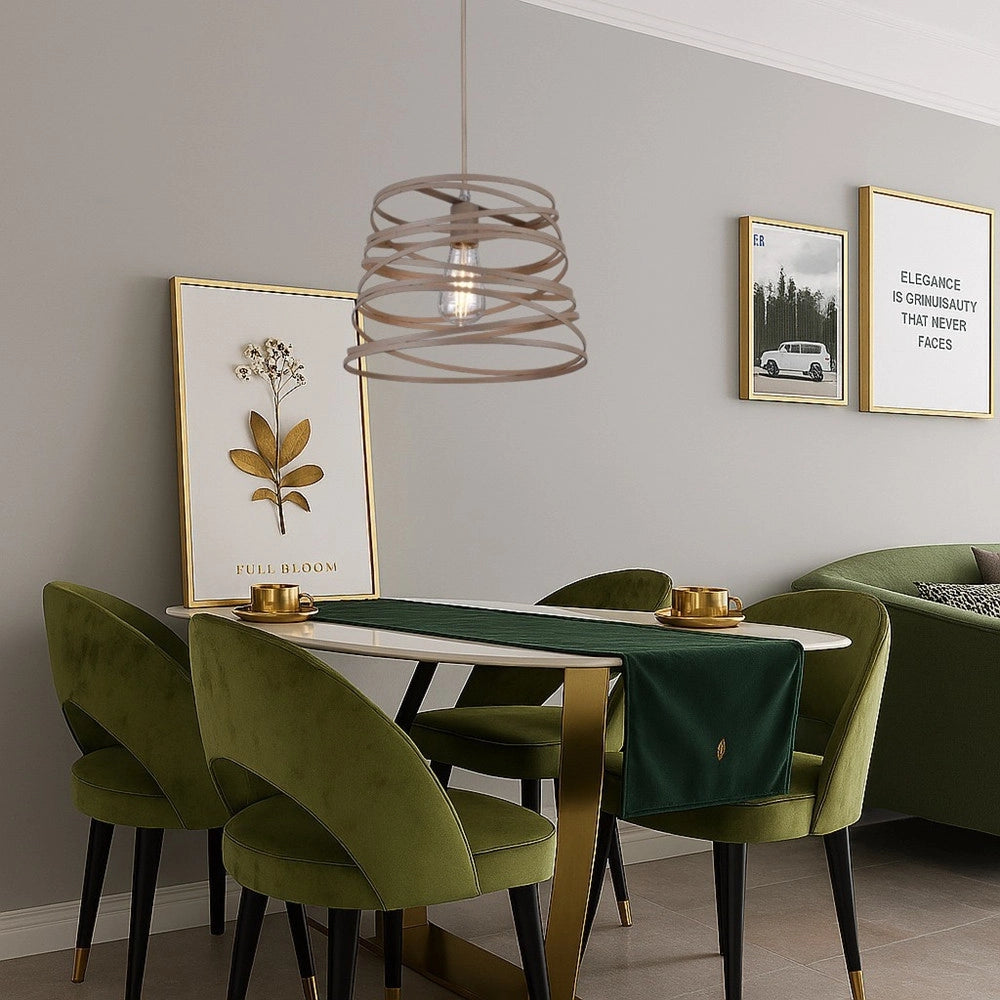 Trade Shop - Lampadario A Sospensione Moderno Con Paralume In Metallo A Vortice Traforato Tortora A08 -