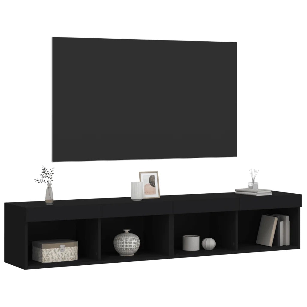 Mobili Porta TV con Luci LED 2 pz Neri 80x30x30 cm 837144