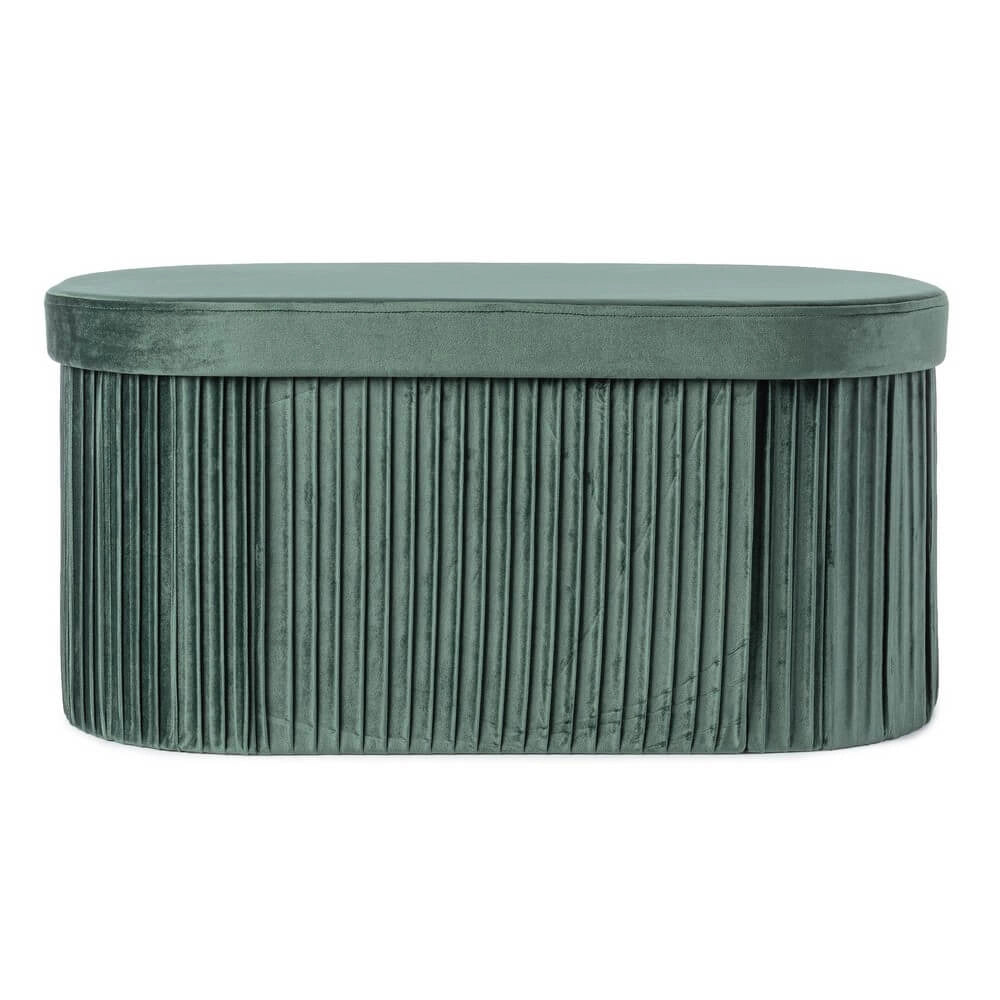 Set di 2 Pouf Contenitore Ovale in Velluto Plissettato - HARRIS