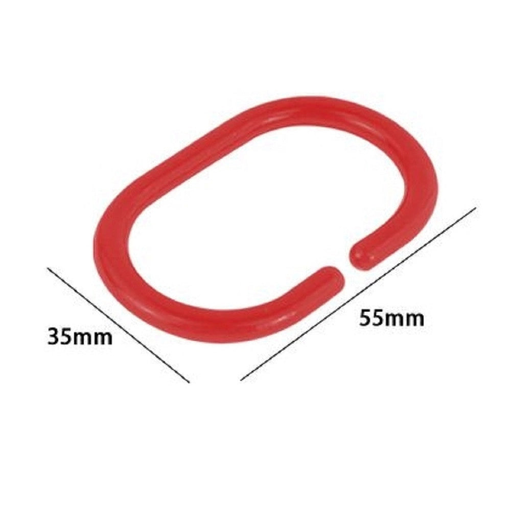 Trade Shop - Set 12 Pz Anelli Gancio Per Tenda Da Doccia Box Bagno In Plastica Pp Rosso 87241 -