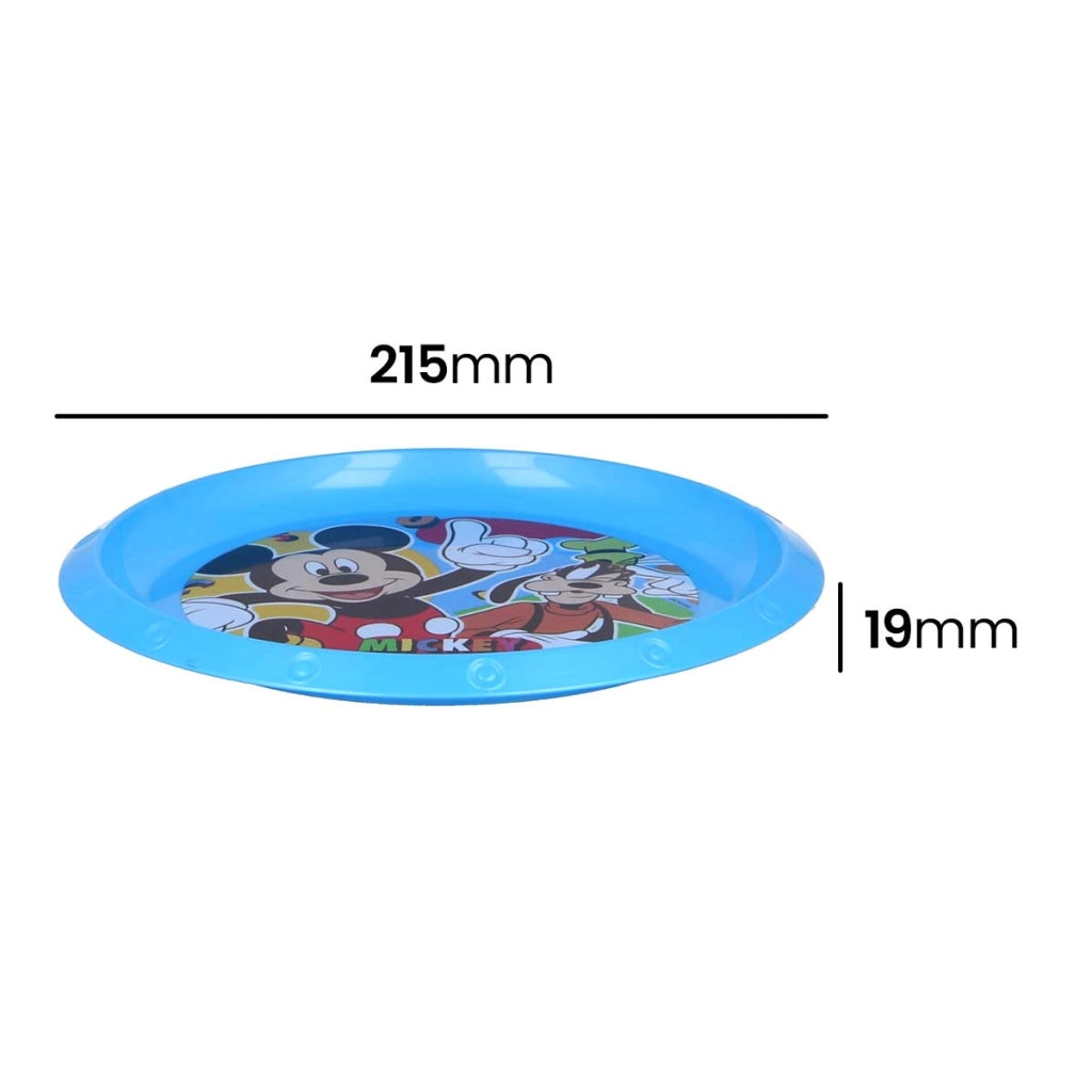 Piatto da dessert in plastica senza BPA con stampa di Mickey e Pippo Blu Mickey Mouse