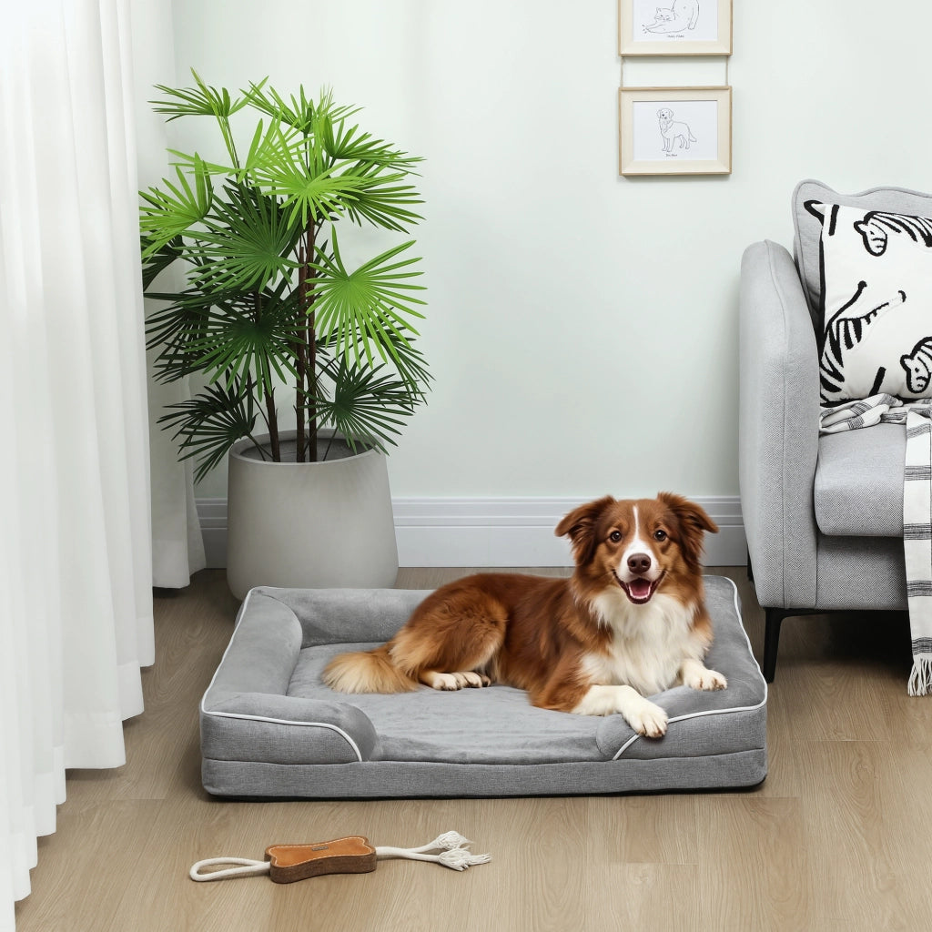 Cuccia per Cani Medi e Gatti ¨C Xylo ¨C Base Antiscivolo Grigio 91,5x68,5x16,5 cm