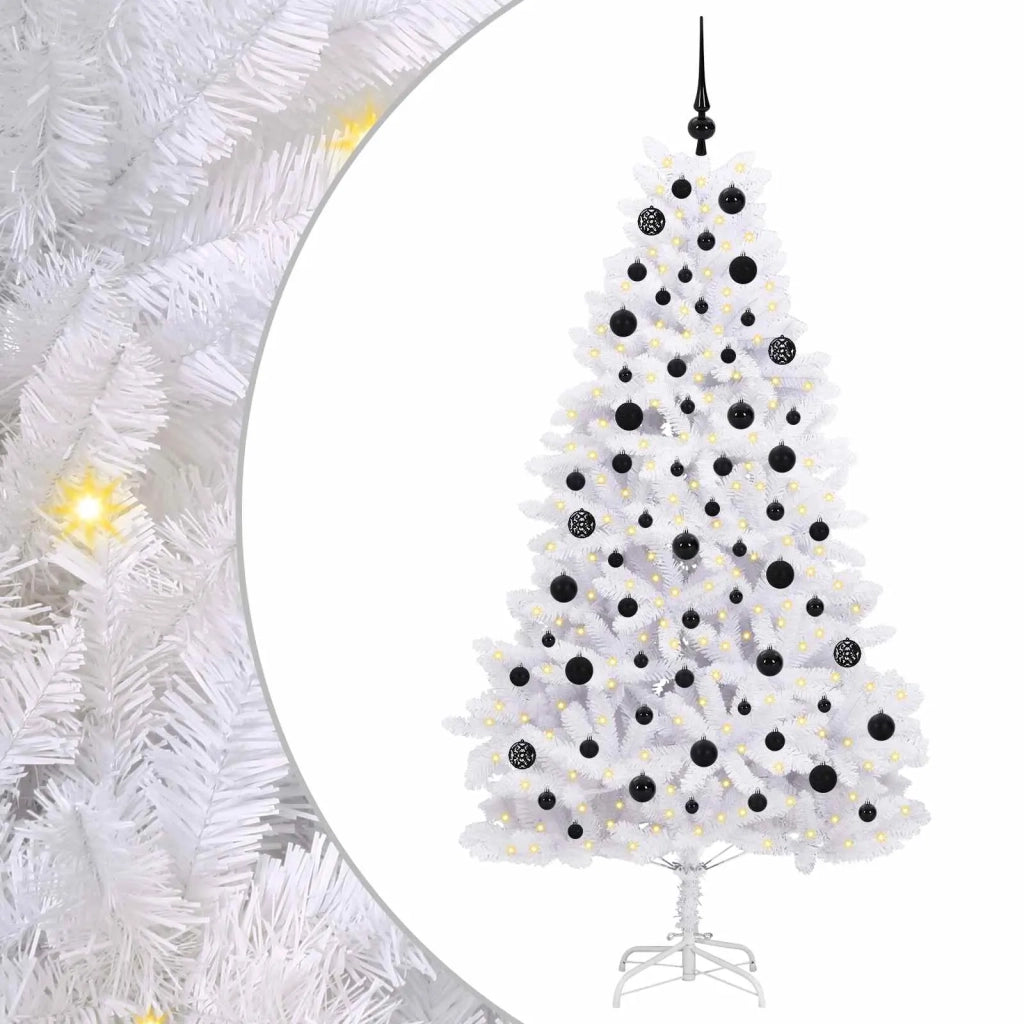 Albero di Natale Artificiale con Rami Pieghevoli Bianco 180 cm