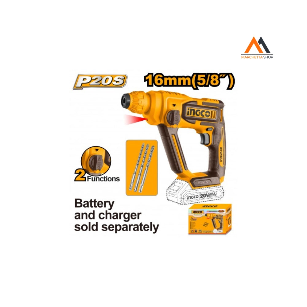 MARTELLO DEMOLITORE A BATTERIA 16MM 20V NUDO