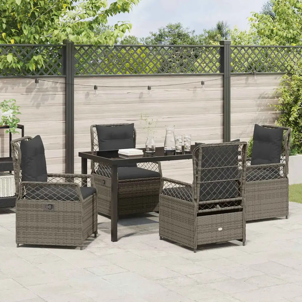 Set da Pranzo per Giardino 5 pcs Grigio polyrattan 3380997