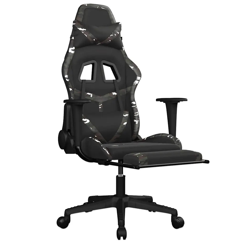 Sedia Gaming | Sedia da e-sports Massaggio Poggiapiedi Nero e Mimetico Similpelle