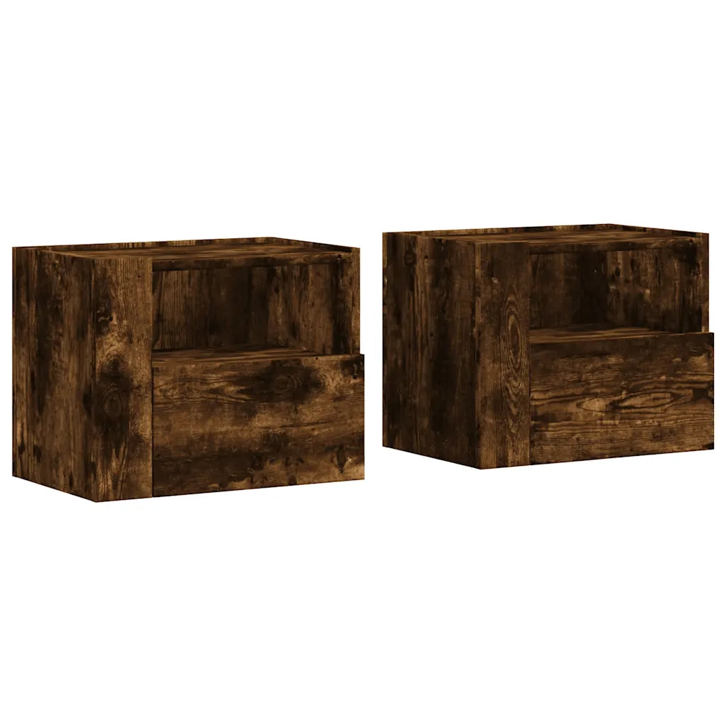 vidaXL Comodini a Muro 2 pz Rovere Fumo 45x30x35 cm