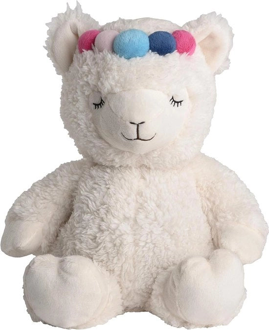 Cuscino Riscaldante/Animale di Peluche "Alpaca" con Foderaggio di Avena e Lavanda - 35 cm - 750 g - Bianco