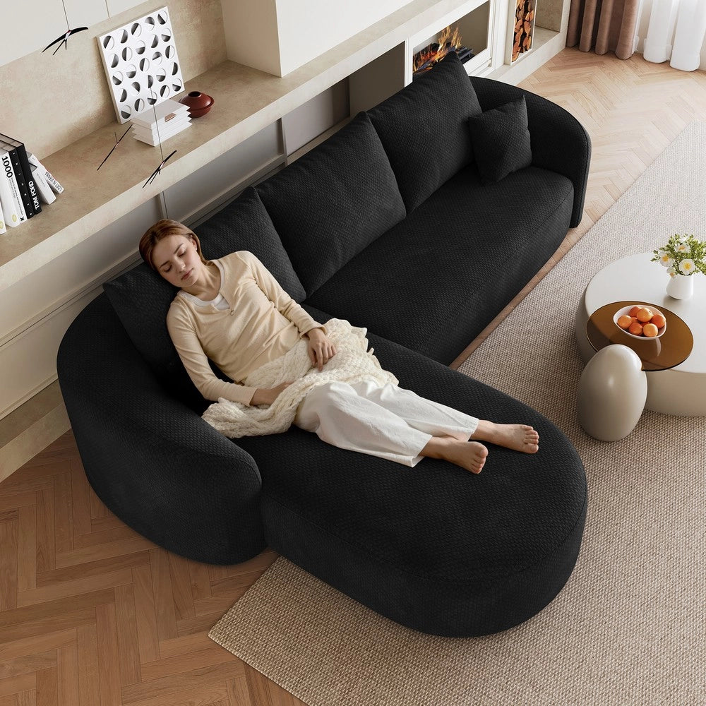 Divano angolare modulare ¨C Minimal ¨C nero velluto 266cm