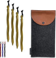 Stabilizzatori per tende da campeggio in alluminio oro, 25 cm, con tasca e corda riflettente, pacchetto da 6 o 8 pezzi.