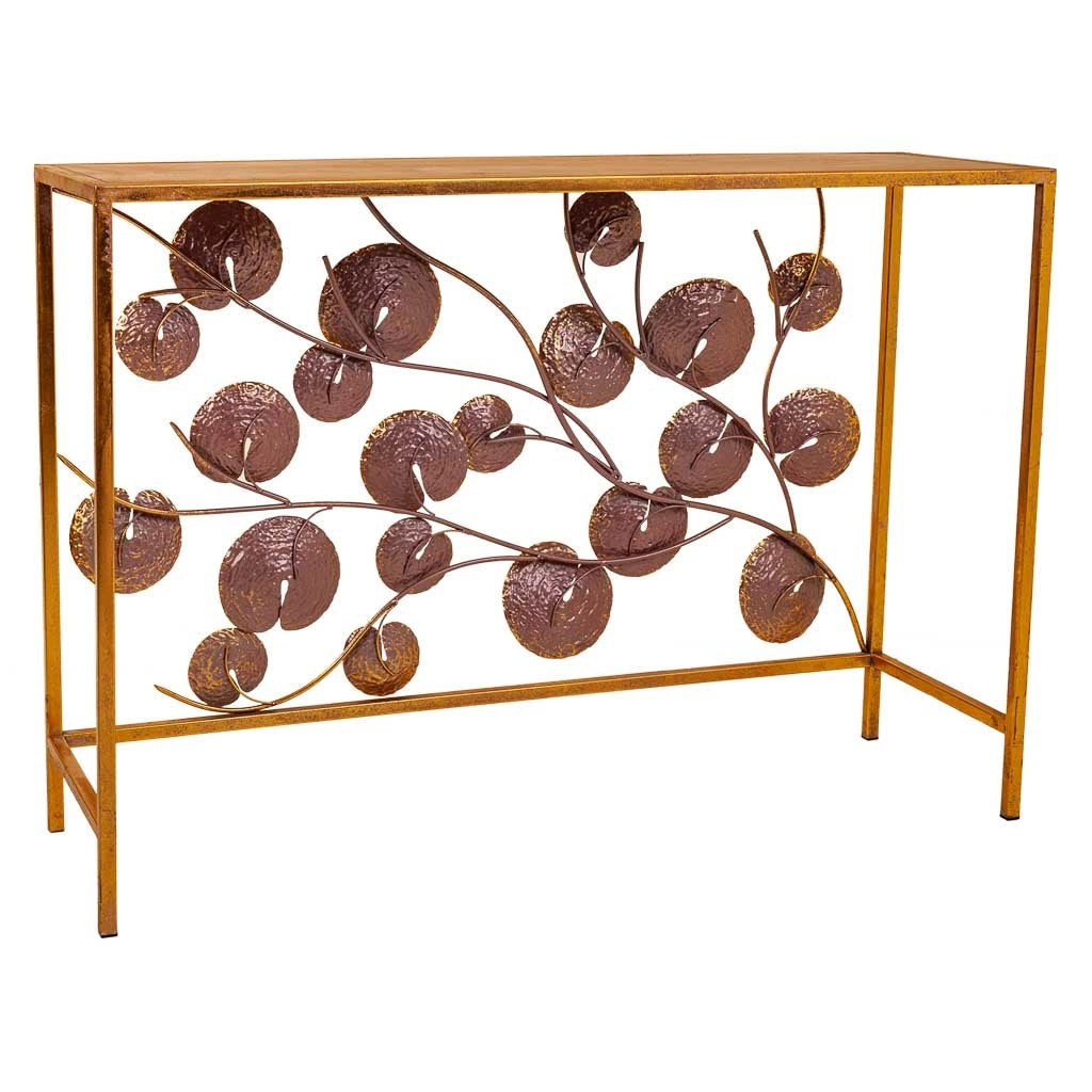 Mobile da ingresso in metallo dorato 100x35x70,5h