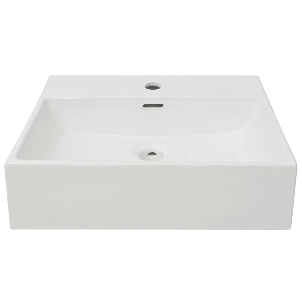 Lavabo da bagno con foro per rubinetto 51,5 cm ceramica bianca 02_0002533