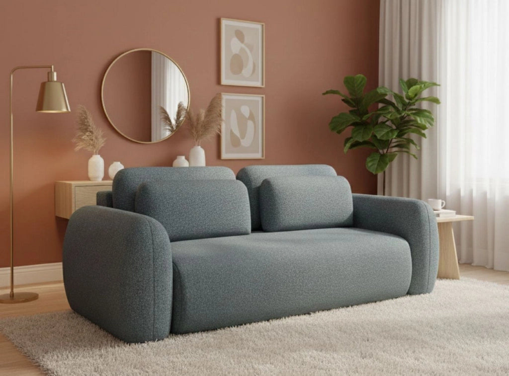 Sessame, Divano Letto 3 Posti Contenitore, 266x121 cm Grigio Scuro