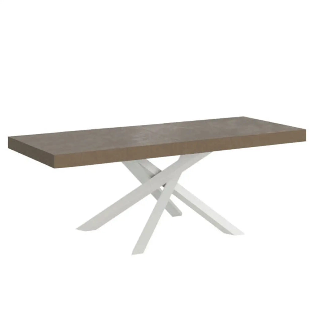 Tavolo allungabile 160/420x90 cm Volantis Premium tortora gambe bianche