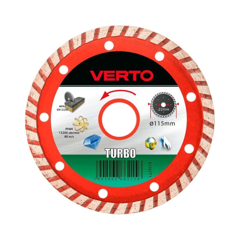 Topex 61h2t1 disco diamantato, 1 115 x 22,2 mm, turbo ds