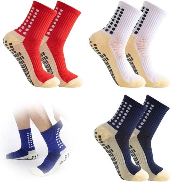 Sokke antiscivolo 3 paia calze sportive respiro per donne e uomini - per calcio, pallacanestro, camminata, danza e fitness