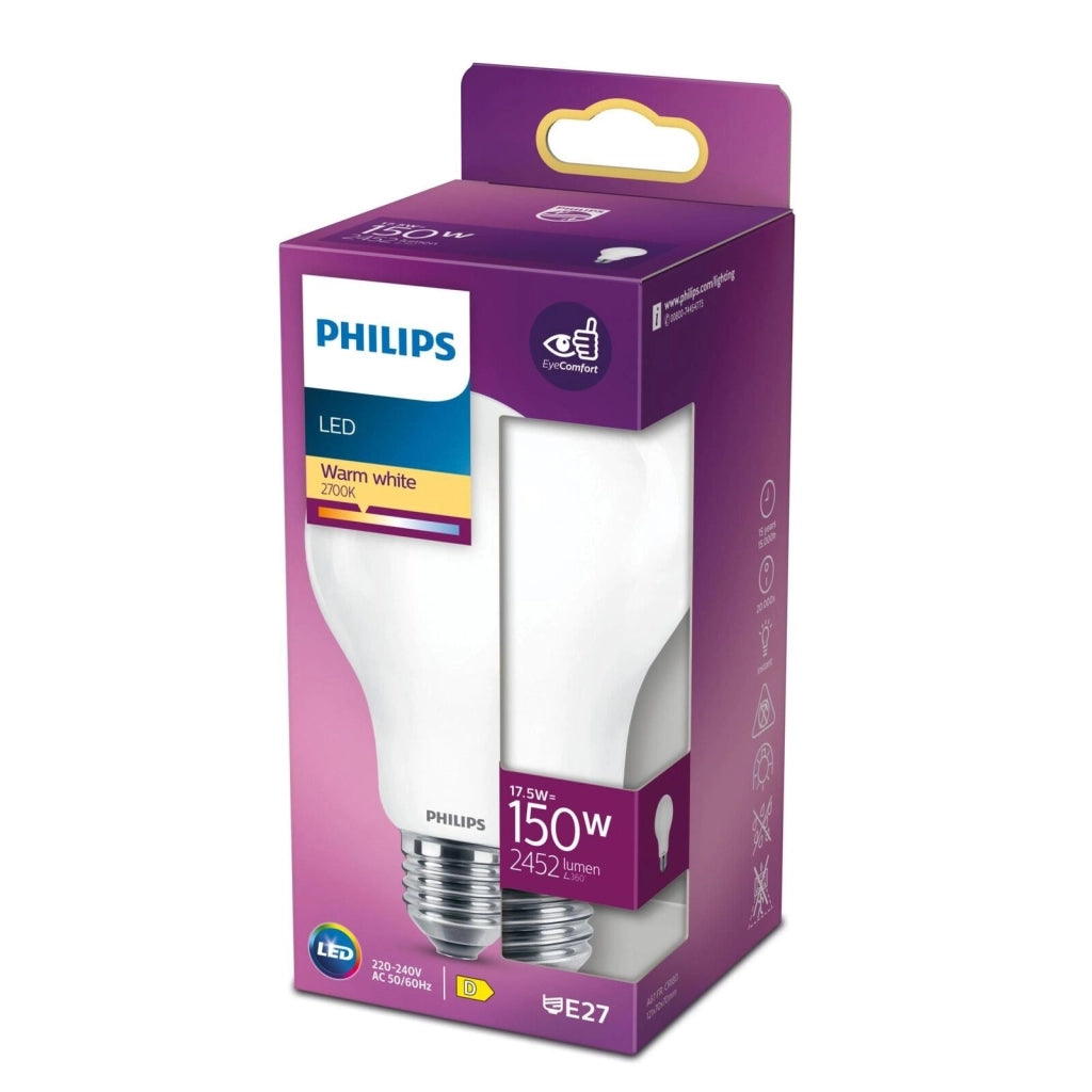 Philips 93031 Lampadina LED Goccia A67 E27 17.5W 2452 lm 2700K Classe D 15000h colore Bianco Caldo