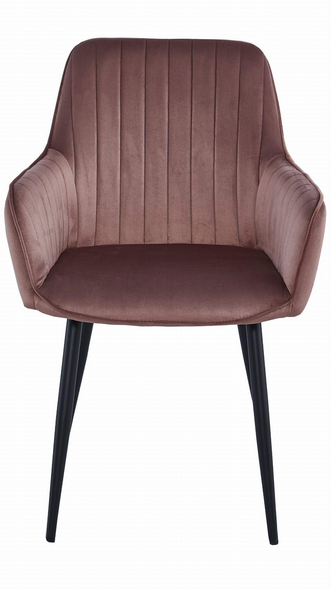 Sedia Valora SELO in velluto rosa con gambe nere e seduta comoda