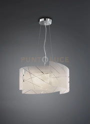 SANDRINA SOSPENSIONE 3 VETRI GRANIGLIA CON RIGHE TRASPARENTI D.50CM 3 LUCI ATTACCO E27