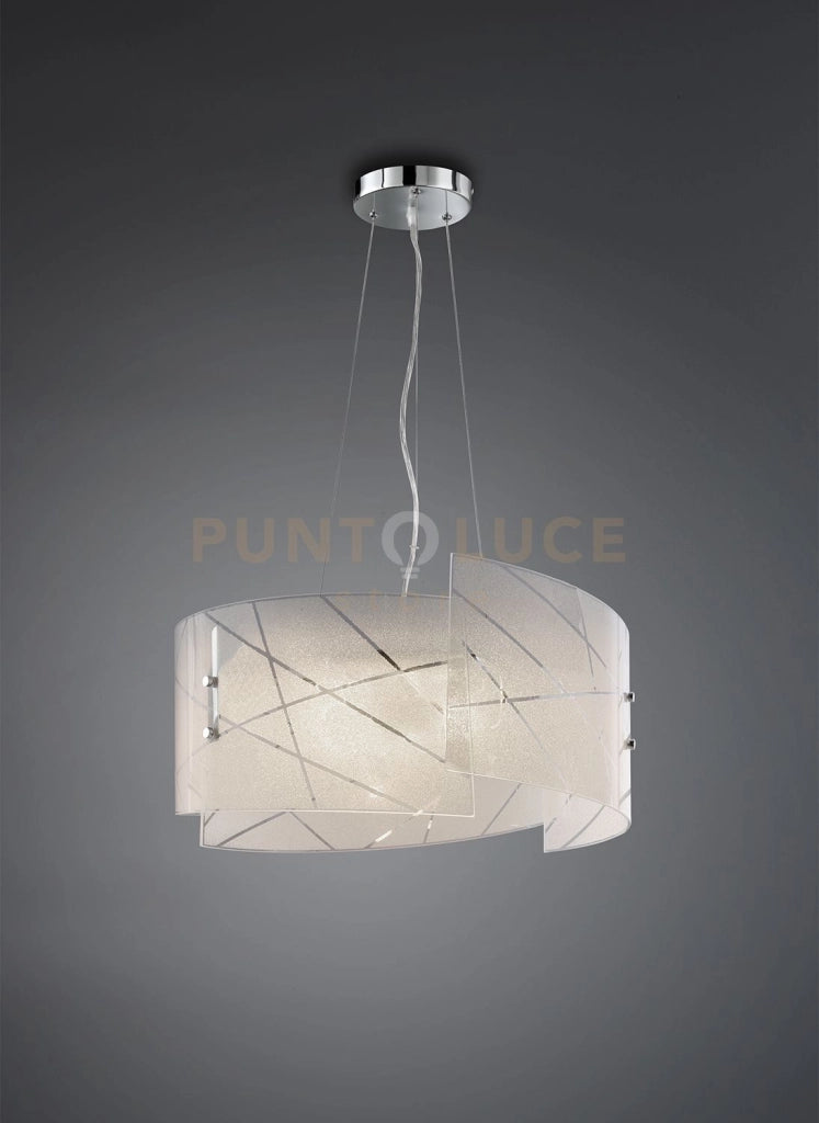 SANDRINA SOSPENSIONE 3 VETRI GRANIGLIA CON RIGHE TRASPARENTI D.50CM 3 LUCI ATTACCO E27