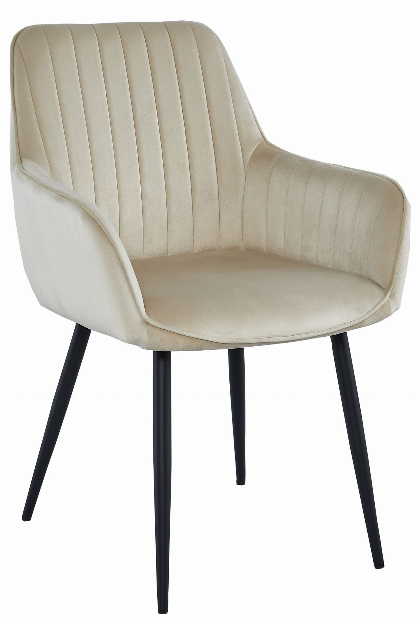 Sedia Valora SELO in velluto beige con gambe nere per soggiorno