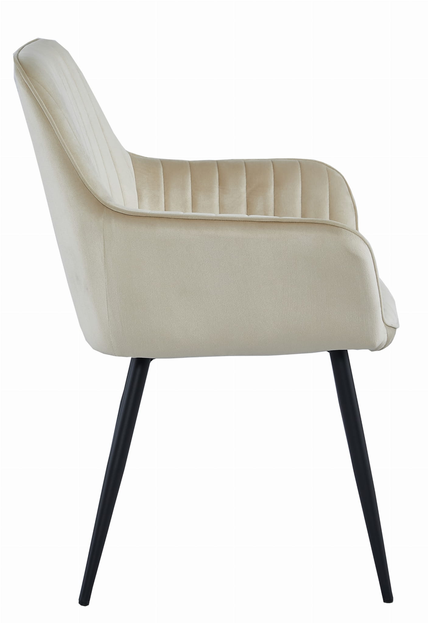 Sedia Valora SELO in velluto beige con gambe nere per soggiorno