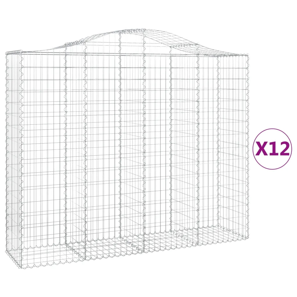 Cesti Gabbioni ad Arco 12 pz 200x50x160/180 cm Ferro Zincato 3145713