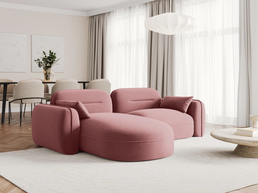 Cosmopolitan Design - Divano angolare modulare sinistro "Sydney" 3 posti in velluto salmone 