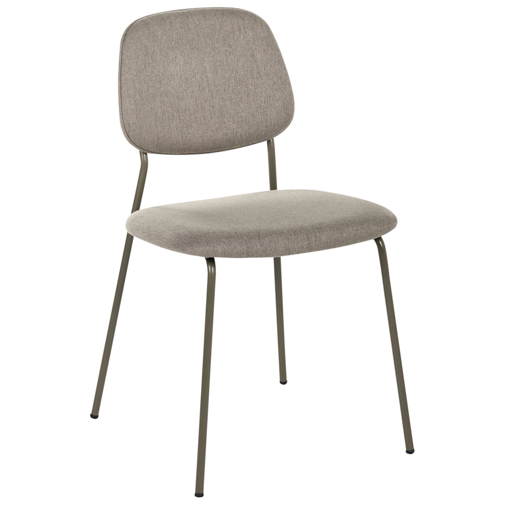 Set di 4 sedie da pranzo tortora con gambe in ferro e rivestimento in poliestere nero senza braccioli design moderno e minimalista