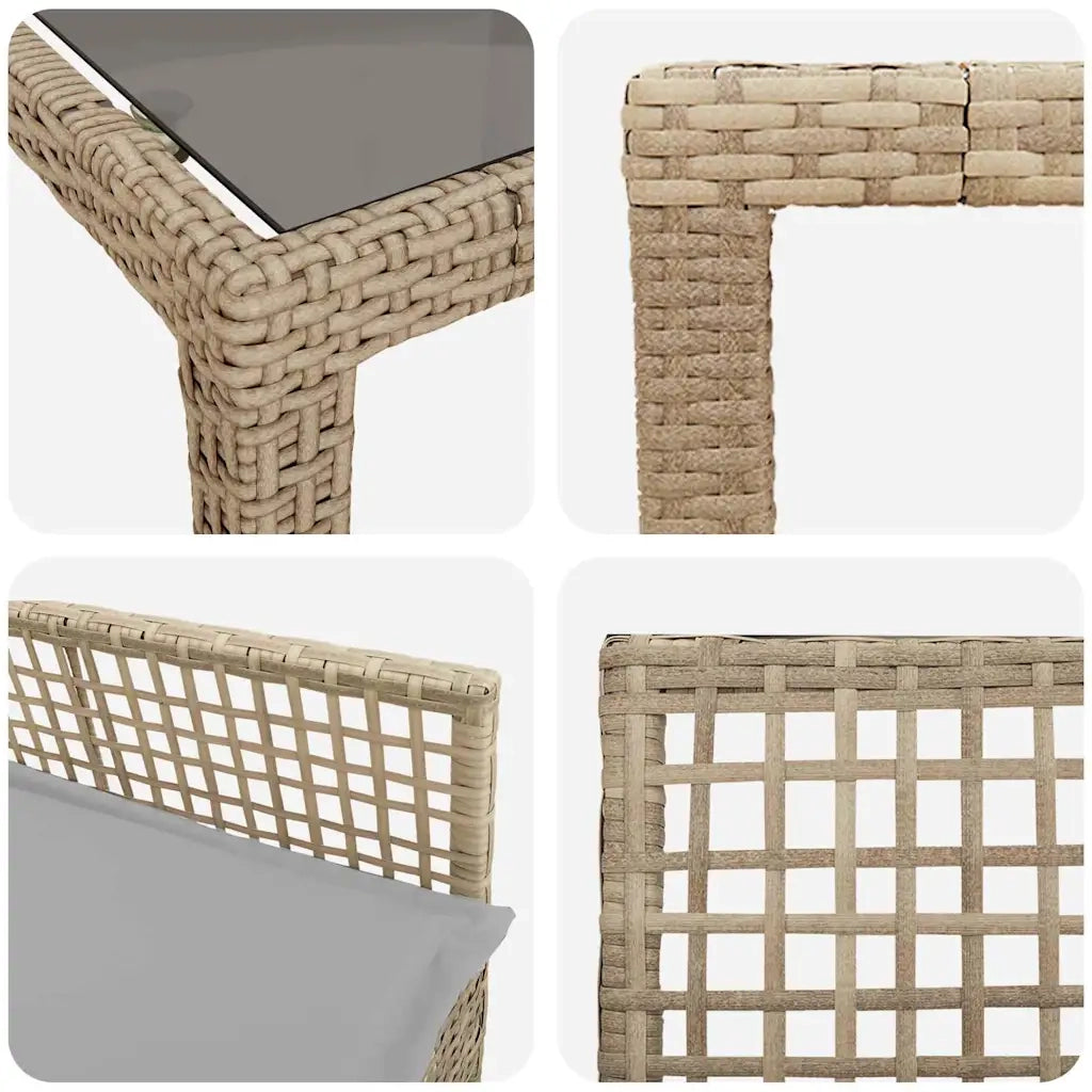 Set da Pranzo per Giardino 11 pcs Beige polyrattan 3334886
