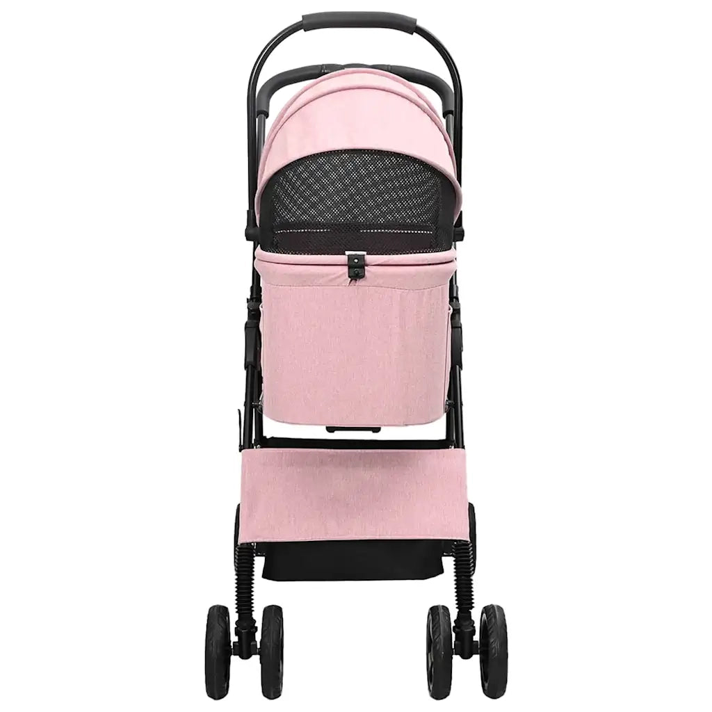 vidaXL Passeggino pieghevole per animali Rosa 81 x 47 x 99 cm