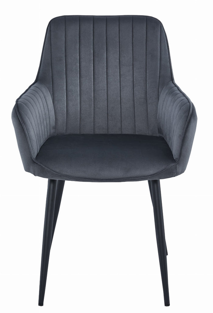 Sedia VALORA SELO - Velluto grigio scuro con gambe nere