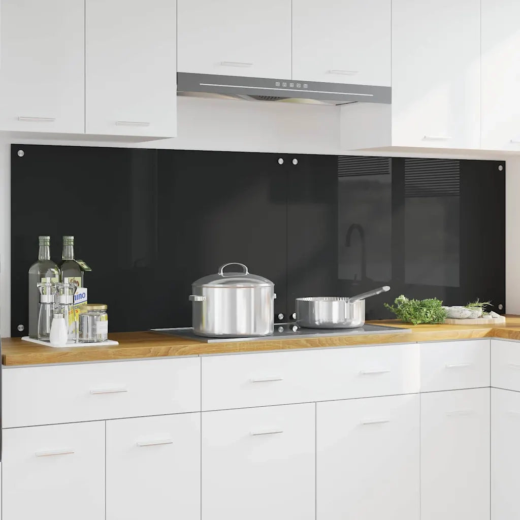 Schienale da cucina 2 pcs Nero 100 x 60 cm vetro temperato